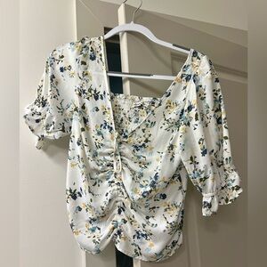 Abercrombie & Fitch White Floral Smocked shirt. Size Small.